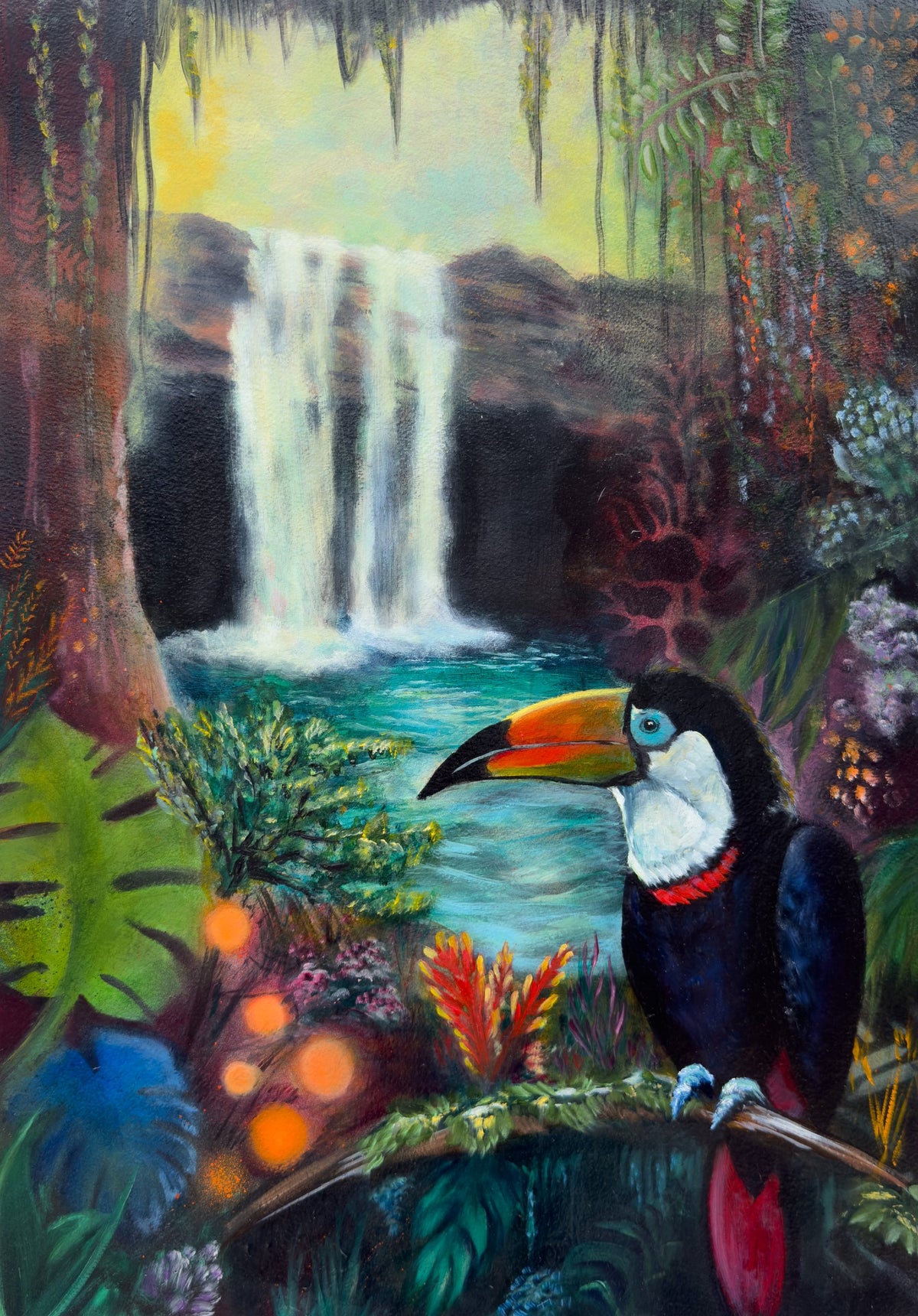 Toucan Enjoy the View - original mixed media oil painting by Ishi Wild