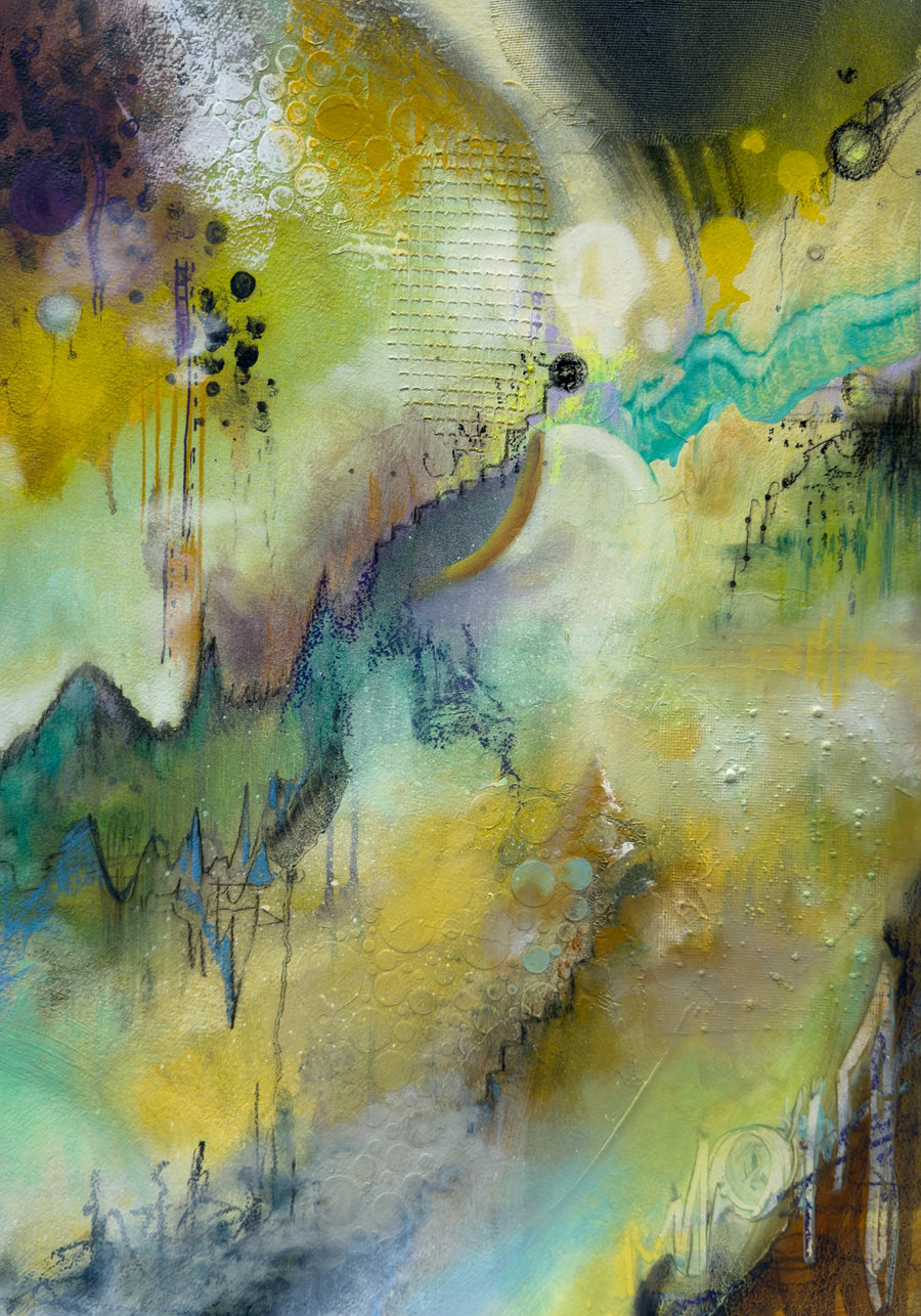 Cosmic Walk - original mixed media oil painting by Ishi Wild